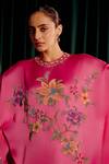 Shop_Chandrima_Pink Kaftan Silk Satin Embroidery Floral Round Bead With Pant _Online_at_Aza_Fashions