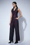 Buy_FEBO6_Black 100% Silk Thread V Neck Harmony Detailed Waistcoat And Pants Set _at_Aza_Fashions