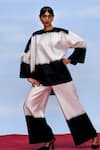 Buy_Febo6_Black Chanderi Tie-dye Round Nocturne Ombre Top And Pant Set _at_Aza_Fashions