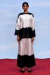 Febo6_Black Chanderi Tie-dye Round Nocturne Ombre Top And Pant Set _Online_at_Aza_Fashions