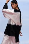 Buy_Febo6_Black Chanderi Tie-dye Round Nocturne Ombre Top And Pant Set 