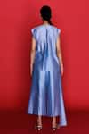 Shop_Febo6_Blue Chanderi Thread Round Elemental Solid Top And Pant Co-ord Set _at_Aza_Fashions