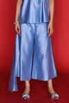Febo6_Blue Chanderi Thread Round Elemental Solid Top And Pant Co-ord Set _Online_at_Aza_Fashions