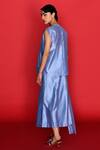 Shop_Febo6_Blue Chanderi Thread Round Elemental Solid Top And Pant Co-ord Set _Online_at_Aza_Fashions
