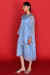 Shop_FEBo6_Blue Tunic Organza Satin Thread Kurta And Inner Round Native Detailed _Online_at_Aza_Fashions