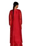 Buy_FEBo6_Red Kurta Silk Organza Embroidered Thread Round Cerise 