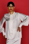 Buy_FEBo6_Off White Silk Plain Shirt Collar Full-sleeve _Online_at_Aza_Fashions