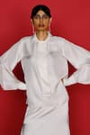 Shop_FEBo6_Off White Silk Plain Shirt Collar Full-sleeve _Online_at_Aza_Fashions