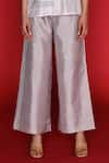 Buy_FEBo6_Grey 100% Silk Embroidery Stitchline Thread Native Placement Trouser _Online_at_Aza_Fashions