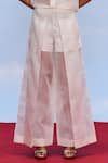 Buy_FEBo6_Off White Shirt And Trousers Organza Plain Collar Opacity Sheer & Set _Online_at_Aza_Fashions