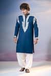 Buy_Nikita Mhaisalkar x AZA_Blue Twill Embroidery Kamdani Paisley Vine Kurta With Salwar _Online_at_Aza_Fashions