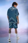 Nikita Mhaisalkar x AZA_Blue Crepe Print Geometric Florin Shirt With Shorts _Online_at_Aza_Fashions