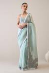 Buy_Ridhimaa Gupta_Green Pure Silk Organza Hand Haneen Saree With Unstitched Blouse Piece _at_Aza_Fashions