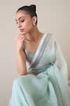 Shop_Ridhimaa Gupta_Green Pure Silk Organza Hand Haneen Saree With Unstitched Blouse Piece _Online_at_Aza_Fashions