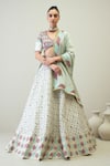 Buy_Ridhimaa Gupta_White Silk Chanderi Embroidered Gotta Patti V-neck Huma Lehenga Set _at_Aza_Fashions