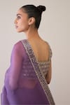 Ridhimaa Gupta_Purple Silk Organza Hand Embroidered Ilahi Saree With Unstitched Blouse Piece _at_Aza_Fashions