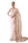 Ridhimaa Gupta_Pink Silk Organza Hand Embroidered Imraoz Saree With Unstitched Blouse Piece _Online_at_Aza_Fashions