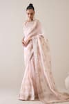 Buy_Ridhimaa Gupta_Pink Silk Organza Hand Embroidered Imraoz Saree With Unstitched Blouse Piece _Online_at_Aza_Fashions