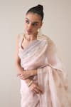 Shop_Ridhimaa Gupta_Pink Silk Organza Hand Embroidered Imraoz Saree With Unstitched Blouse Piece _Online_at_Aza_Fashions