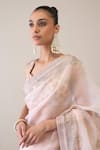 Ridhimaa Gupta_Pink Silk Organza Hand Embroidered Imraoz Saree With Unstitched Blouse Piece _at_Aza_Fashions