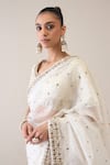 Buy_Ridhimaa Gupta_White Silk Organza Embroidered Zari Kalki Saree With Unstitched Blouse Piece _Online_at_Aza_Fashions