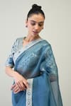 Ridhimaa Gupta_Blue Silk Organza Embroidered Gotta Naaz Saree With Unstitched Blouse Piece _Online_at_Aza_Fashions