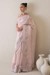 Ridhimaa Gupta_Pink Pure Silk Organza Embroidered Sayonee Saree With Unstitched Blouse Piece _at_Aza_Fashions