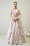 Buy_Ridhimaa Gupta_Pink Viscose Raw Silk Hand Embroidered Glass Beads Zainab Lehenga Set _at_Aza_Fashions