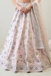 Ridhimaa Gupta_Pink Viscose Raw Silk Hand Embroidered Glass Beads Zainab Lehenga Set _Online_at_Aza_Fashions