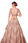 Buy_Chaashni by Maansi and Ketan_Multi Color Organza Embroidered Resham Geometric Pattern Bridal Lehenga Set 