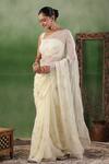 Buy_Geroo Jaipur_Off White Chiffon Embroidery Floral Sequin Saree With Unstitched Blouse Piece _Online_at_Aza_Fashions