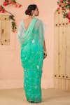 Shop_Geroo Jaipur_Blue Chiffon Embroidery Floral Flower Sequin Saree With Unstitched Blouse Piece _at_Aza_Fashions