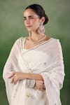 Geroo Jaipur_White Chiffon Embroidery Floral Butti Saree With Unstitched Blouse Piece _at_Aza_Fashions