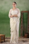 Buy_Geroo Jaipur_White Chiffon Embroidery Floral Hand Saree With Unstitched Blouse Piece _Online_at_Aza_Fashions