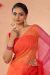 Buy_Geroo Jaipur_Orange Chiffon Embroidery Mukaish Ombre Saree With Unstitched Blouse Piece 