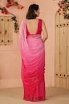 Geroo Jaipur_Pink Chiffon Embroidery Mukaish Saree With Unstitched Blouse Piece _Online_at_Aza_Fashions