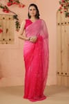 Buy_Geroo Jaipur_Pink Chiffon Embroidery Mukaish Saree With Unstitched Blouse Piece _Online_at_Aza_Fashions