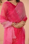 Shop_Geroo Jaipur_Pink Chiffon Embroidery Mukaish Saree With Unstitched Blouse Piece _Online_at_Aza_Fashions