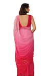 Geroo Jaipur_Pink Chiffon Embroidery Mukaish Saree With Unstitched Blouse Piece _at_Aza_Fashions