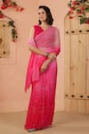 Buy_Geroo Jaipur_Pink Chiffon Embroidery Mukaish Saree With Unstitched Blouse Piece 