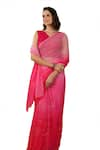 Shop_Geroo Jaipur_Pink Chiffon Embroidery Mukaish Saree With Unstitched Blouse Piece 