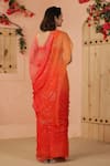 Shop_Geroo Jaipur_Orange Chiffon Embroidery Mukaish Jaal Saree With Unstitched Blouse Piece _at_Aza_Fashions