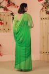 Geroo Jaipur_Green Chiffon Embroidery Floral Dual Tone Saree With Unstitched Blouse Piece _Online_at_Aza_Fashions