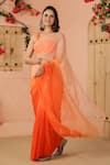 Geroo Jaipur_Orange Chiffon Embroidery Floral Ombre Saree With Unstitched Blouse Piece _Online_at_Aza_Fashions