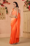 Buy_Geroo Jaipur_Orange Chiffon Embroidery Floral Ombre Saree With Unstitched Blouse Piece _Online_at_Aza_Fashions