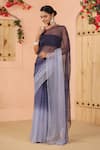 Buy_Geroo Jaipur_Grey Chiffon Embroidery Floral Two Tone Saree With Unstitched Blouse Piece _Online_at_Aza_Fashions