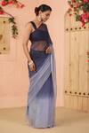 Shop_Geroo Jaipur_Grey Chiffon Embroidery Floral Two Tone Saree With Unstitched Blouse Piece _Online_at_Aza_Fashions