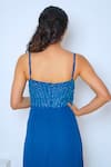 Shop_Vedika Soni_Blue Georgette Hand Embroidered Crystals Sweetheart Dress With Cape _Online_at_Aza_Fashions