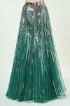 Shop_Amit Aggarwal_Emerald Green Mesh Embellished Metallic Stripes Lehenga Halter Blouse Set _Online_at_Aza_Fashions