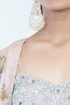 Bhumika Sharma_Beige Organza Printed Floral Sweetheart Sylvia Cape Lehenga Set _at_Aza_Fashions